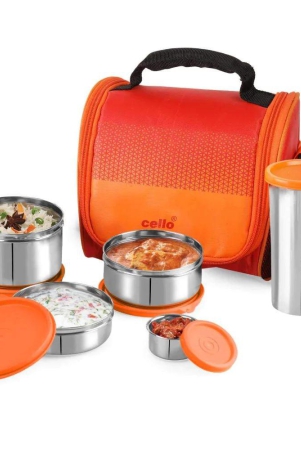 cello-stainless-steel-matiz-max-fresh-lunch-box-combo-5-containers-orange