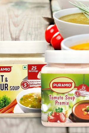 Puramio Soup Premix Combo - Tomato and Hot & Sour, 250 gm Each -  Pack of 2