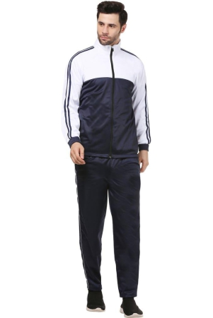 BLUEFICUS Dry Fit Track Suit Set with Double Zipper Pockets for Men Regular Fit Perfect for Jogging and Lounging (Blue & White)