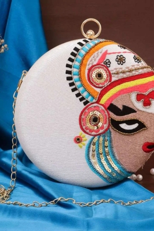 embellished-cream-with-multi-color-round-shape-hand-clutch-cum-sling-hanging-bag