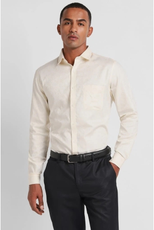 Men Cream Regular Fit Formal Full Sleeves Formal Shirt