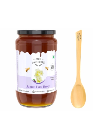 farm-naturelle-jamun-flower-honey-wild-forest-honey-1450g-and-a-wooden-spoon-100-pure-honey-raw-natural-un-processed-un-heated-honey-lab-tested-in-glass-bottle