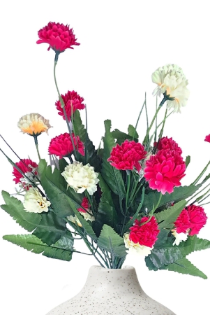 Small Carnations Artificial Flowers Dark Pink-White