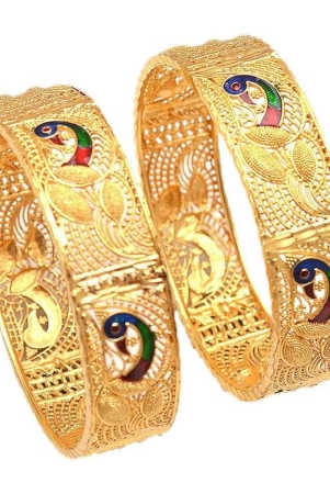 Jewar Mandi Golden Brass Bangle Set Of 2 - 2.4