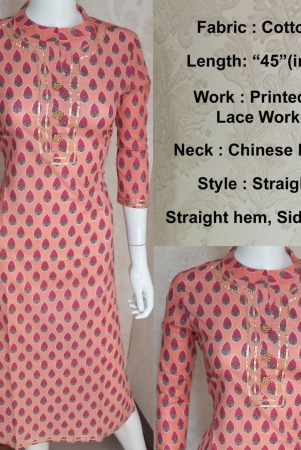 stylish-printed-with-lace-work-straight-cotton-light-orange-kurta-2xl