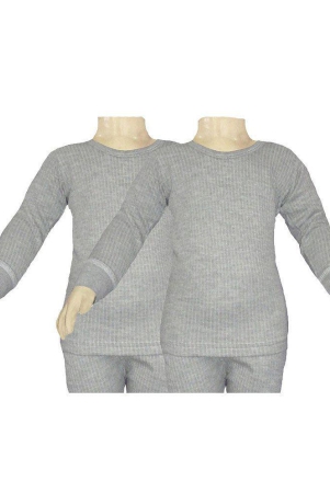 Selfcare Gray Viscose Thermals Top - Set Of 2 - 18-24 Months