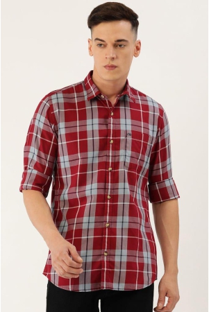 men-maroon-slim-fit-check-full-sleeves-casual-shirt
