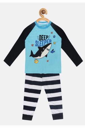 lazy-shark-navy-blue-cotton-blend-girls-night-suit-set-pack-of-1-none