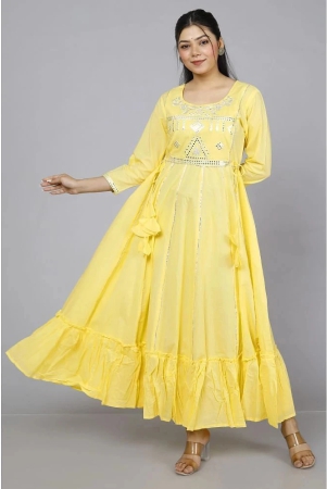 highlight-fashion-export-yellow-cotton-blend-womens-fit-flare-dress-pack-of-1-none