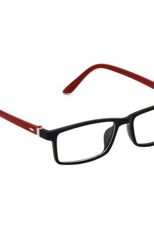 Hrinkar Trending Eyeglasses: Red and Black Rectangle Optical Spectacle Frame For Men & Women |HFRM-BK-RD-15