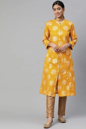 svarchi-yellow-cotton-womens-front-slit-kurti-pack-of-1-none