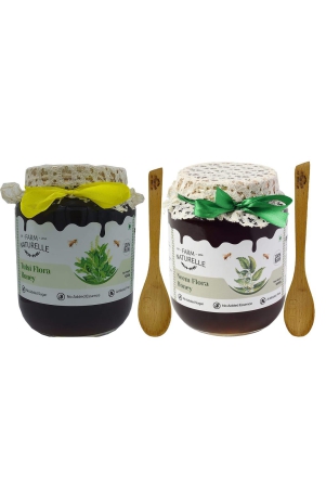 farm-naturelle-raw-natural-unprocessed-100-pure-forest-flower-honey-with-huge-medicinal-value-neem-tulsi-850gm150gm-extrawooden-spoons-x-2-sets