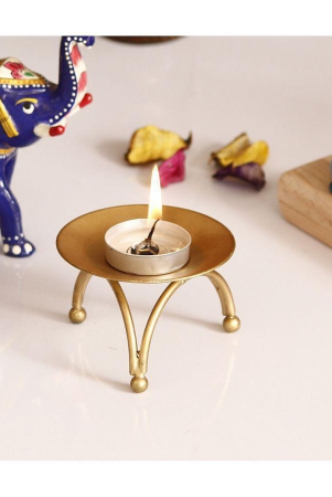 ecraftindia-gold-table-top-aluminium-tea-light-holder-pack-of-1