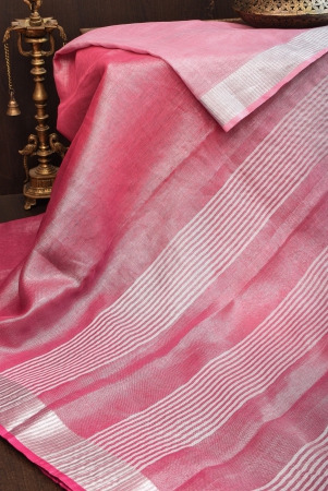 pink-and-baby-pink-ombre-silver-tissue-linen-saree-with-silver-ribbed-borders