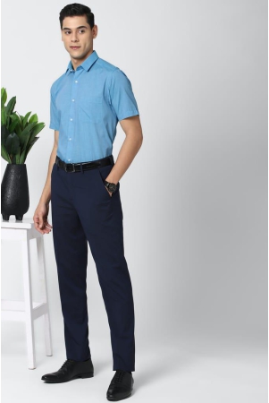 Men Blue Regular Fit Formal Half Sleeves Formal Shirt