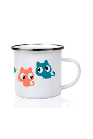 yogdots-cute-cats-steel-enamel-strong-coffee-mug-with-chrome-ring-for-home-office-travel-gift-for-kids-drinking-mug-for-girls-and-kids