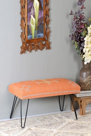 mango-wood-bench-in-cotton-orange-colour-with-metal-legs-orange