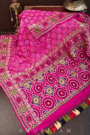 exclusive-design-multi-meenakari-jaal-pure-georgette-banarasi-saree-with-authentic-hand-bandhej-in-pink-silk-mark-certified