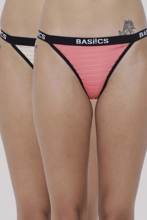 basiics-by-la-intimo-multicolor-bcpth010b-polyester-striped-womens-crotchless-pack-of-2-none