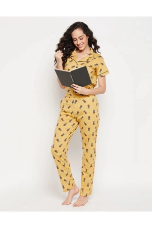 clovia-yellow-cotton-blend-womens-nightwear-nightsuit-sets-pack-of-1-none