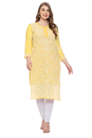 lavangi-women-lucknow-chikankari-yellow-georgette-kurti-with-matching-cotton-inner