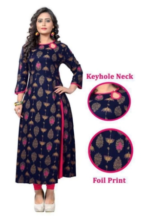 vbuyz-navy-rayon-womens-front-slit-kurti-pack-of-1-none