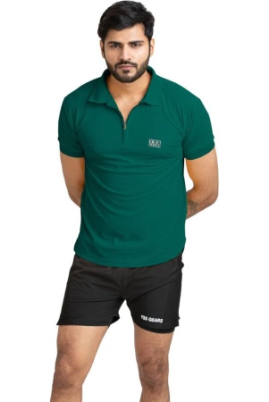 men-solid-polo-neck-polyester-dark-green-t-shirt