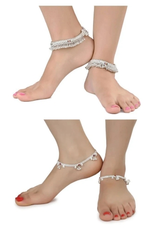 aanyacentric-combo-of-2-pair-silver-plated-white-metal-indian-traditional-ethnic-payal-anklets-silver