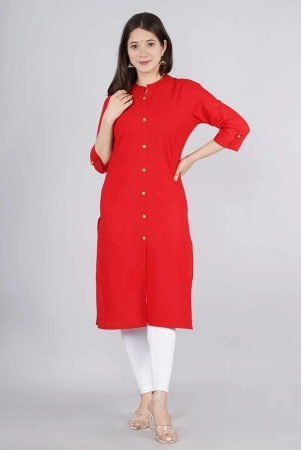 kipek-red-cotton-womens-front-slit-kurti-pack-of-1-m