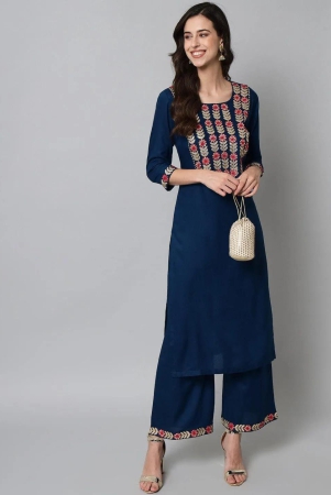 exclusive-rayon-embroidery-kurta-teal-blue-color-with-palazzo-for-women-medium