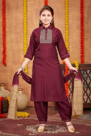 aarika-wine-silk-girls-patiala-kurta-set-pack-of-1-none