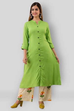 mauka-green-rayon-womens-front-slit-kurti-pack-of-1-m