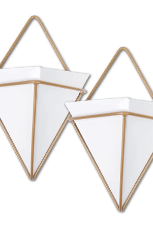 Wall Hanging Pyramid Planter | Set of 2 White