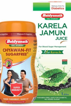 Baidyanath Diabetic Wellness Kit, Chyawanfit 1 kg + Karela Jamun Juice 1 L