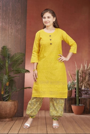 aarika-yellow-cotton-girls-patiala-kurta-set-pack-of-1-none