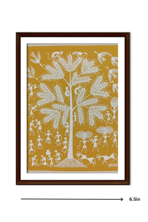 huge-tree-and-tribal-people-daily-life-warli-painting-yellow-wls141