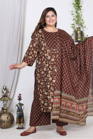 swasti-cotton-printed-kurti-with-palazzo-womens-stitched-salwar-suit-brown-pack-of-1-none