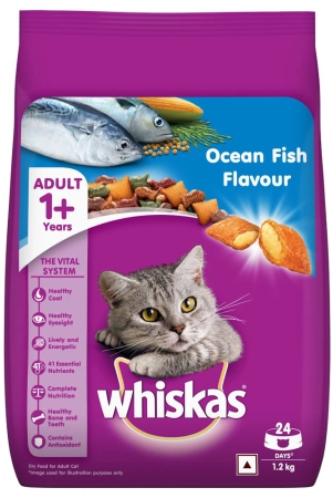 Whiskas Adult 1+ Years Ocean Fish Flavour Cat Food, 1.2 Kg