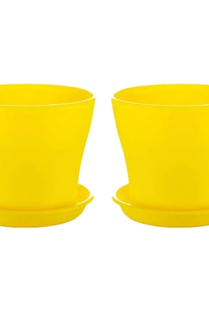 coloured-plastic-flower-pots-with-base-plate-set-of-2-yellow