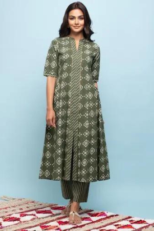 rang-deep-women-set-of-green-cotton-kurta-with-palazzo-x-large