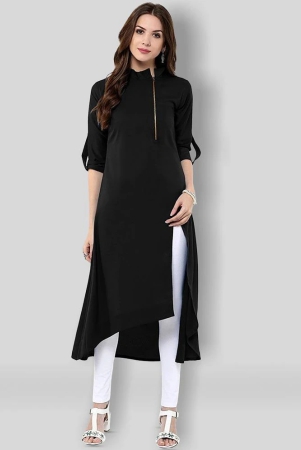 janasya-black-crepe-womens-front-slit-kurti-pack-of-1-xl