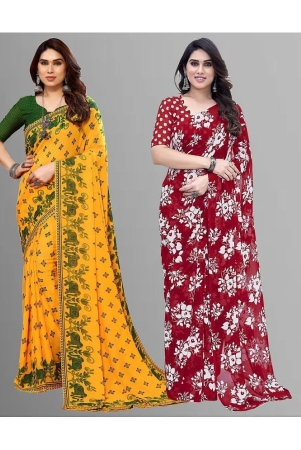 kashvi-sarees-georgette-printed-saree-with-blouse-piece-multicolour-pack-of-2-multicolour