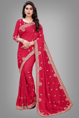 om-shantam-sarees-pink-silk-blend-saree-with-blouse-piece-pack-of-1-pink