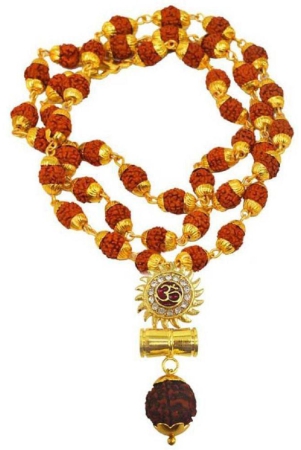 paystore-sun-shape-shiv-mahadev-damaru-locket-with-gold-cap-panchmukhi-rudraksha-mala-for-menwomne-none