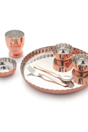 dynore-7-pcs-copper-plated-dinner-set-gold-stainless-steel-dinner-set-pack-of-7-gold