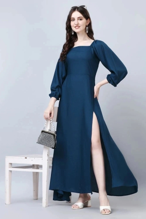 jash-creation-rayon-solid-full-length-womens-side-slit-dress-blue-pack-of-1-none