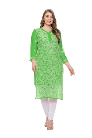 lavangi-women-lucknow-chikankari-mehndi-green-georgette-kurti-with-matching-cotton-inner