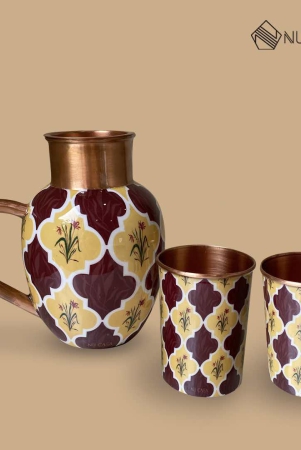 mughal-print-pure-copper-jug-with-2-glasses-set