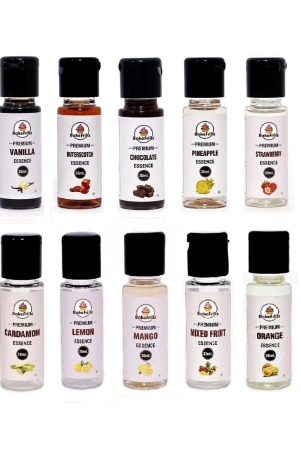 bakefrillz-food-flavour-essence-pack-of-10-30-ml-x-10-vanilla-strawberry-butterscotch-pineapple-chocolate-mango-mix-fruit-cardamom-lemon-orange