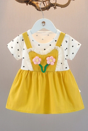 sunflower-applique-girls-half-sleeves-dress-yellow-1-2-years